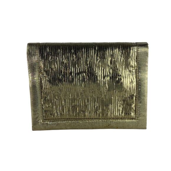 Textured Gold Metallic Evening Clutch Purse with Rope Shoulder Strap Retro Party - Picture 5 of 16